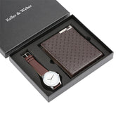 Luxury Men's Set 2pcs Leather Wallet Quartz Watch Set - FashionByTeresa
